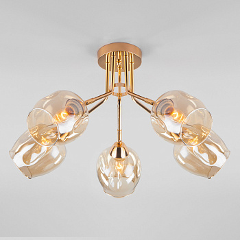 Eurosvet Потолочная люстра со стеклянными плафонами 30164/5 золото a047329
