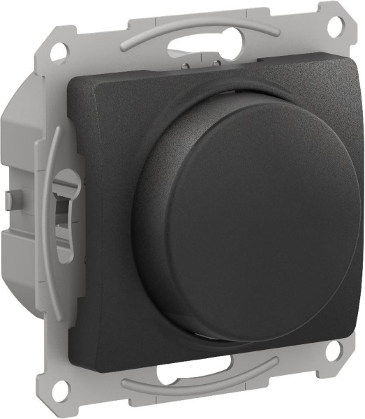 Systeme Electric Glossa Антрацит Светорегулятор (диммер) повор-нажим, LED, RC, 400Вт, мех.