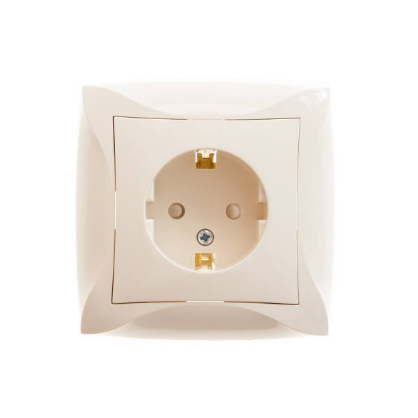 Купить SE Дуэт Беж Розетка с/з с защитными шторками, в сборе с рамкой WDE000244