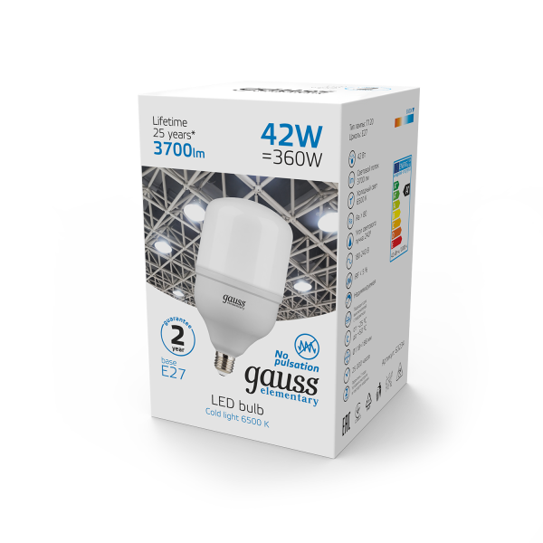 Купить Gauss Лампа Elementary T120 42W 3700lm 6500K E27 LED 63234