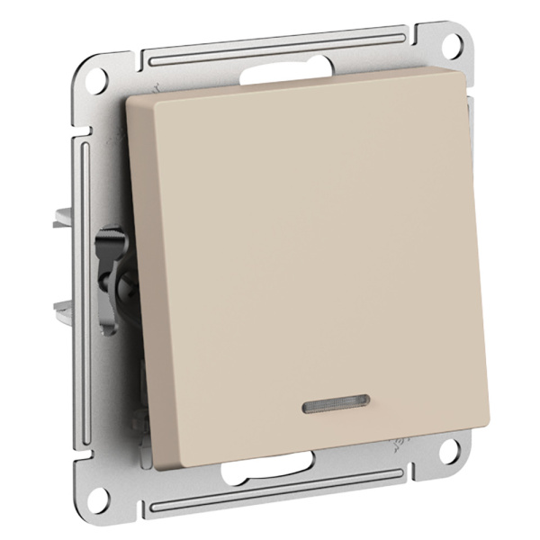 Systeme Electric AtlasDesign Песочный Переключатель 1-клавишный с подсветкой, сх.6а, 10АХ, механизам