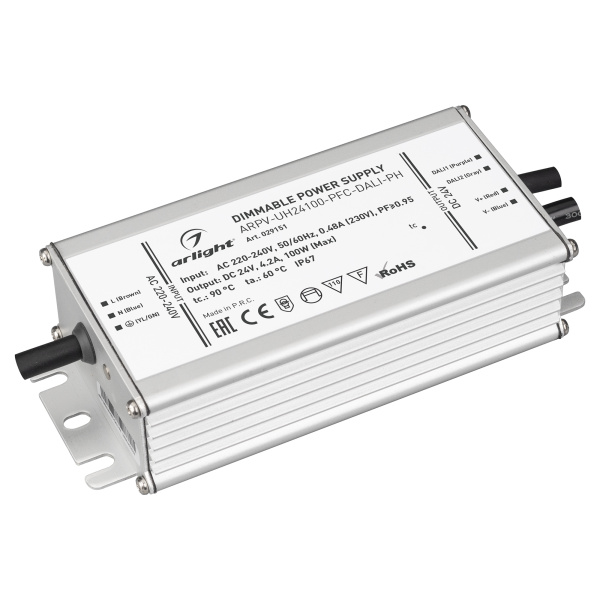 Arlight Блок питания ARPV-UH24100-PFC-DALI-PH (24V, 4.2A, 100W) (IP67 Металл, 7 лет) 029151