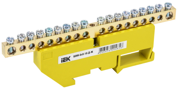 IEK Шина PE земля на DIN-изол ШНИ-6х9-18-Д-Ж