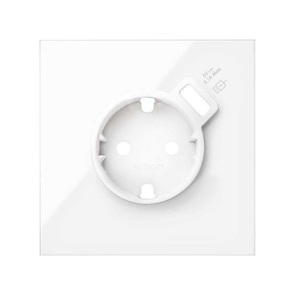 Simon 100 Белый глянец Кит 1 пост, фронт. Накладка на 1 розетку Schuko с з/у USB SC 10020109-130