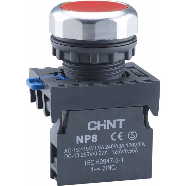 CHINT Кнопка управления NP8-01BND 1НЗ красная AC/DC24В(LED) IP65 (R)