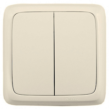 Hegel Альфа наруж Слоновая кость ВА10-153-01 Выключатель 2-клавишный с изол. пластиной
