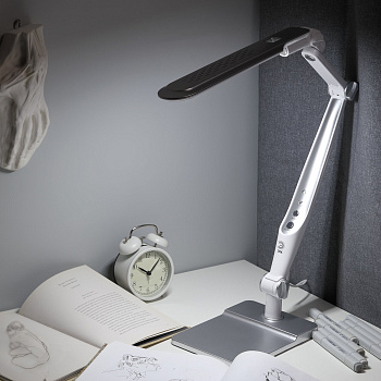 ЭРА Настольный светильник NLED-497-12W-S светодиодный на струбцине и с основанием серебро