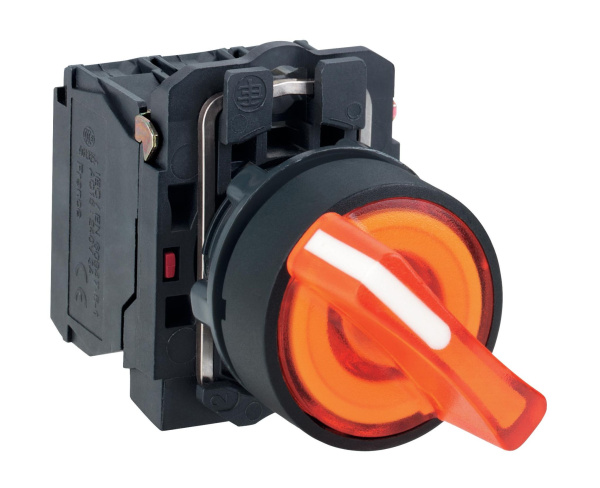 Купить SE XB5 Переключатель с фиксацией желтый с подсветкой 24В XB5AK125B5