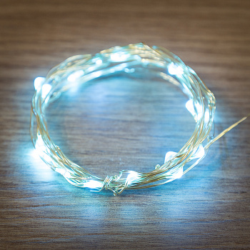 NEON-NIGHT Гирлянда "Роса", 2 м, 20 диодов, цвет голубой, тонкий батарейный блок 303-003