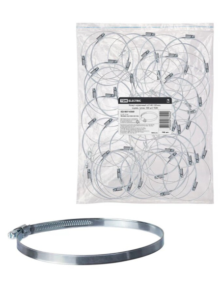 TDM Хомут червячный, d 140-160 мм, оцинк  (упак. 100 шт) SQ1807-0360