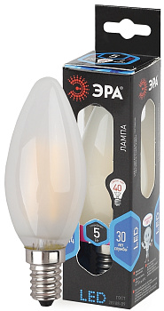 ЭРА F-LED B35-5W-840-E14 frost (филамент, свеча мат., 5Вт, нейтр, E14)