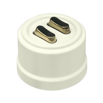 BIRONI Лизетта Пластик Слоновая кость Выключатель проходной 2-кл (клавишный), ручка Бронза B1-222-211-B