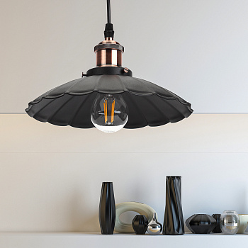 ЭРА PL3 BK/RC Шагрень Черный/Медь Подвес металлический, E27, max 60W, d245 мм