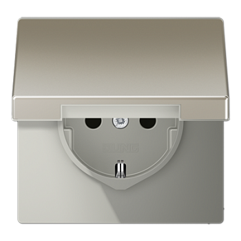 JUNG LS 990 Edelstahl Розетка с/з с крышкой безвинт. зажим ES1520KL