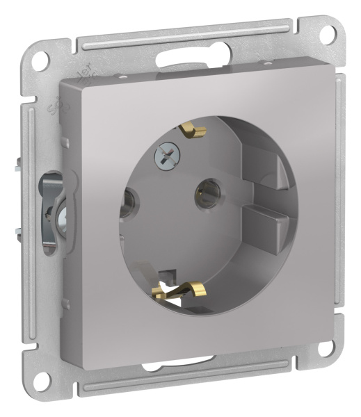 Купить SE AtlasDesign Алюминий Розетка с/з, 16А, механизм ATN000343