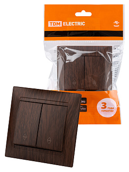 TDM Выключатель на 2 направления 2 кл. 10А венге "Лама" SQ1815-0407