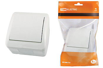 TDM Выключатель 1-кл. открытой установки IP44 10А белый "Селигер" SQ1818-0001
