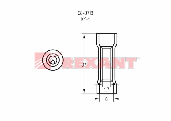Купить СОЕДИНИТЕЛЬНАЯ ГИЛЬЗА изолированная термоусаживаемая L-37мм 0.5-1мм² (ГСИ-т 1.0 / ГСИ-т 0,5-1,0) красный Rexant 08-0718