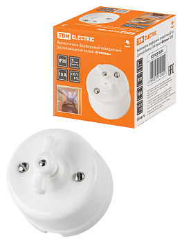 TDM Выключатель фарфоровый поворотный 2-кл. с ручкой (бантик) 10А белый «Болонь» SQ1820-0010