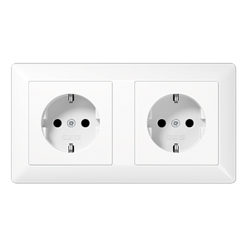 JUNG Механизм двух SCHUKO-розеток для кабель-каналов, монолит с рамкой, белая AS1522BFWW