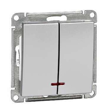 Systeme Electric Wessen 59 Матовый хром Выключатель 2-клавишный 10АХ с подсветкой