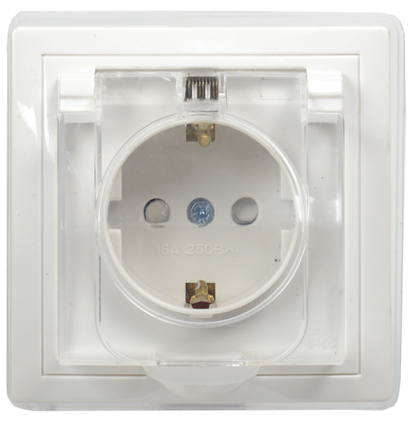 Купить IEK KVARTA РСбш11-3-ККБ-44 Розетка 1местн. c з/к с защ. штор. с бол. кр. керамика IP44 16А (белый)