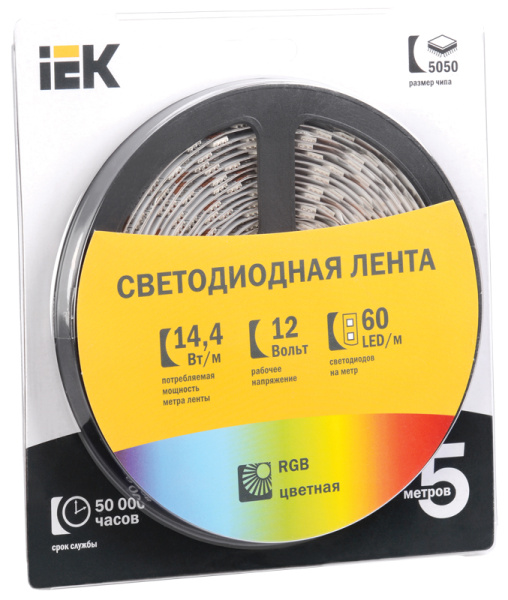 Купить IEK Лента LED 5м блистер LSR-5050RGB60-14,4-IP20-12V LSR2-3-060-20-1-05