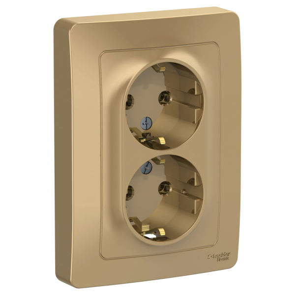 Systeme Electric Blanca внутр Титан Розетка 2-ая с/з без шторок, 16А, 250В