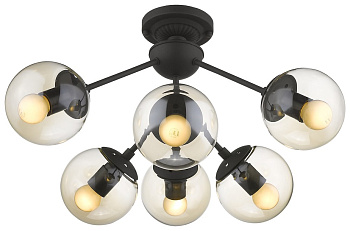 Wertmark WE236.06.027 Светильник подвесной Черный/Янтарный E27 6*60W