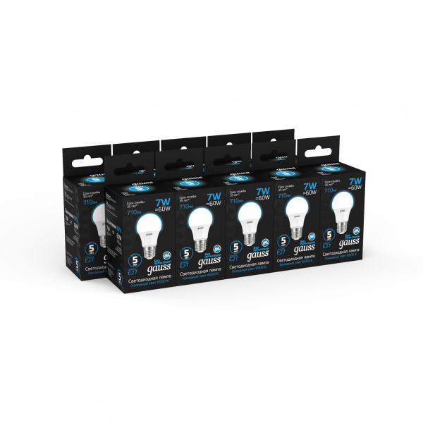 Купить Gauss Лампа A60 7W 710lm 6500K E27 LED 1/10/50 102502307