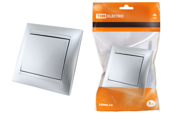 TDM Выключатель 1 кл. 10А серебр. металлик "Лама" SQ1815-0201