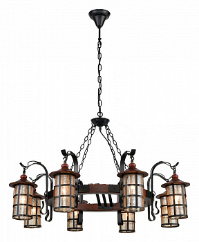 VELANTE 560-703-08 Люстра подвесная Дуб, Черный/Прозрачный E27 8*40W