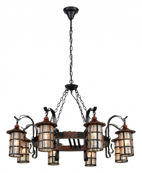 VELANTE 560-703-08 Люстра подвесная Дуб, Черный/Прозрачный E27 8*40W