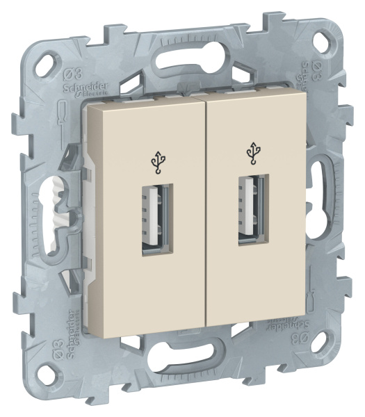 Купить SE Unica New Беж Розетка USB двойная NU542744