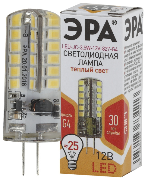ЭРА LED JC-3,5W-12V-827-G4 (диод, капсула, 3,5Вт, тепл, G4)