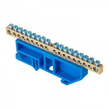 EKF PROxima Шина "0" N (6х9мм) 18 отверстий латунь синий изолятор на DIN-рейку