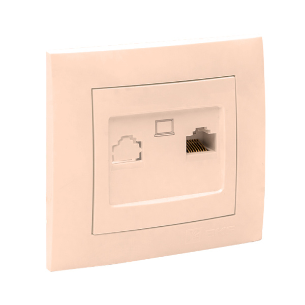 Купить EKF PROxima Валенсия розетка компьютерная RJ-45 1-местная кремовая