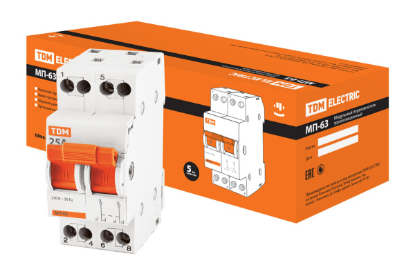 TDM Модульный переключатель трехпозиционный МП-63 2P 25А SQ0224-0014