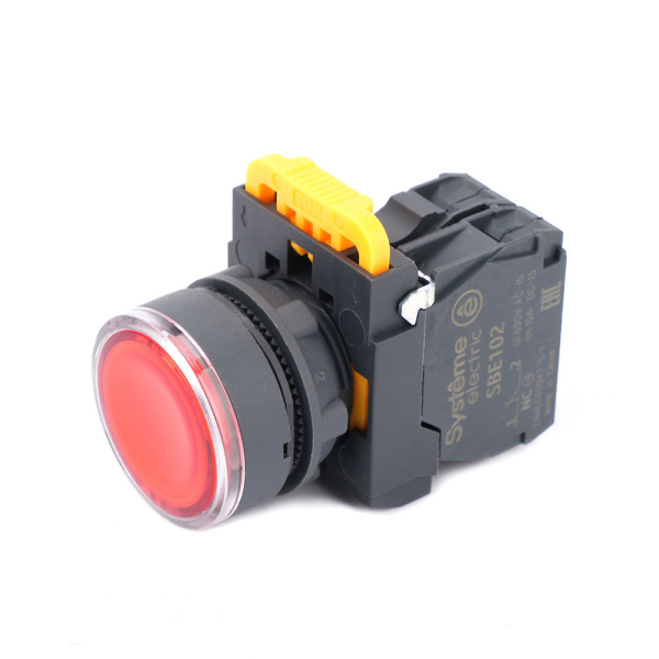 Systeme Electric Кнопка SB5 с подсветкой в сборе модульная 22мм красная пластик 24ВDC 1НЗ
