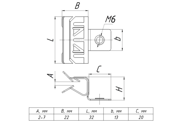 Купить EKF PROxima Зажим балочный 3-8мм с отгибом и резьбой М6