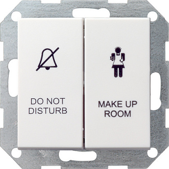 Gira S-55 Бел Выключатель 2-клавишный c индикацией для отелей, в сборе 110427