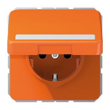 JUNG Штепсельная розетка SCHUKO 16A 250V~ с полем для надписи и защитой от влажности оранжевая CD1520BFNAKLO
