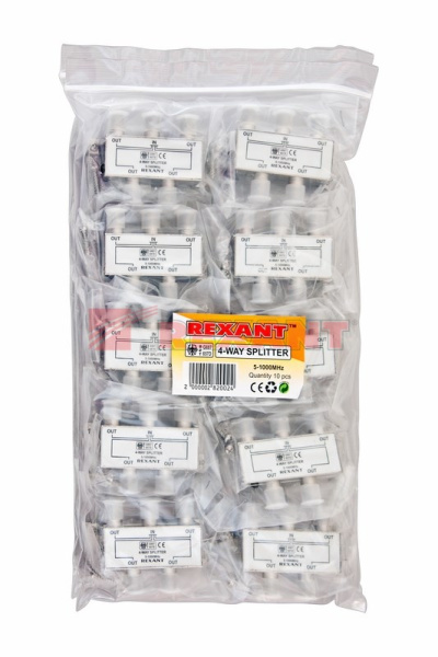 Купить Делитель ТВ х 4 под F Разъем 5-1000 МГц Rexant 05-6003