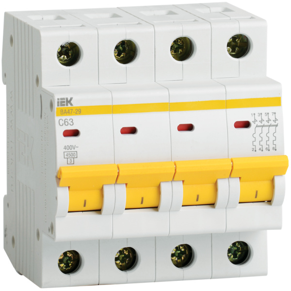 Купить IEK KARAT Автоматический выключатель ВА47-29 4Р 16А 4,5кА С MVA20-4-016-C