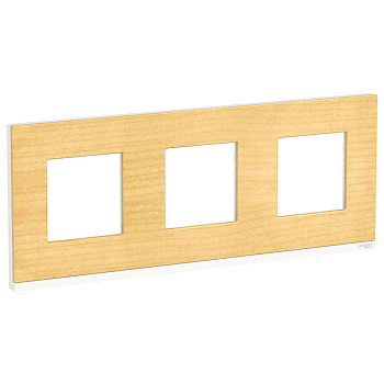 SE Unica Pure Клен/Белая Рамка 3-ная горизонтальная NU600683