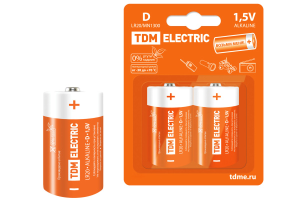 TDM Элемент питания LR20 D Alkaline 1,5V BP-2 SQ1702-0012