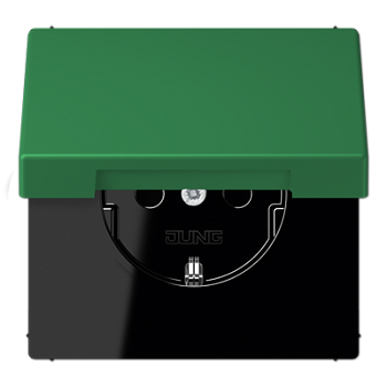 JUNG LS 990 Vert fonce(32050) Розетка с/з с защитными шторками с крышкой безвинт. зажим LC1520KIKL32050