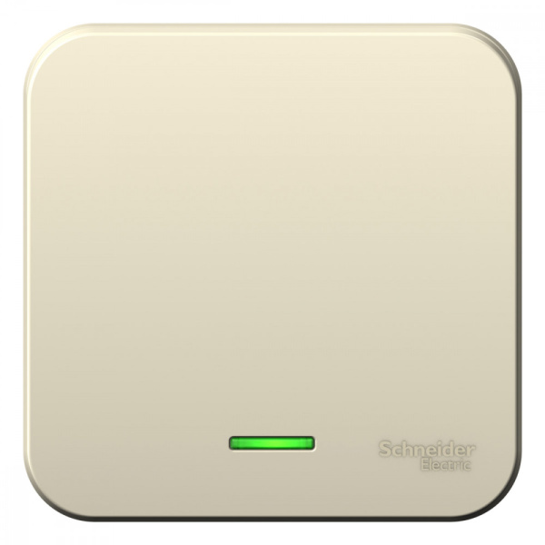 Systeme Electric Blanca наруж Молочный Переключатель 1-клавишный с подсветкой 10А, 250B, изолир. пластина