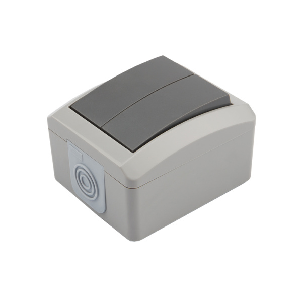 Kranz Выключатель двухклавишный INDUSTRIAL IP54, о/у, серый KR-78-0609