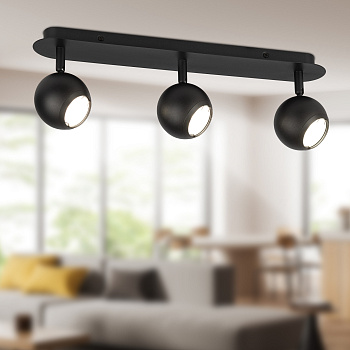 ЭРА Светильник настенно-потолочный спот ЭРА OL36-3 BK MR16 GU10 IP20 черный